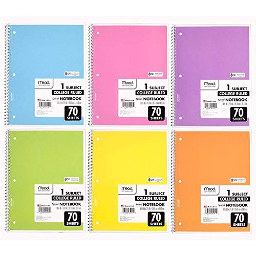 Mead Spiral Notebook, 24 Pack of 1-Subject College Ruled Spiral Bo...