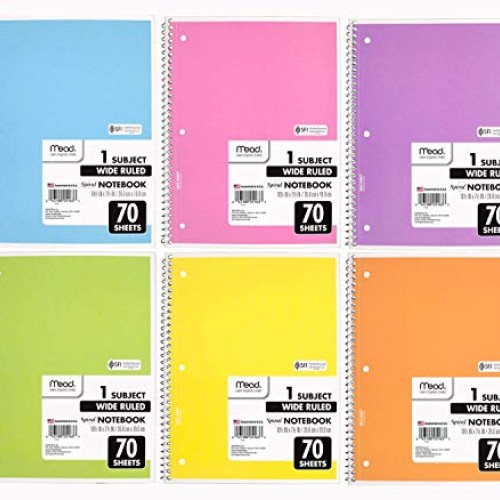 Mead Spiral Notebook, 24 Pack of 1-Subject Wide Ruled Spiral Bound...