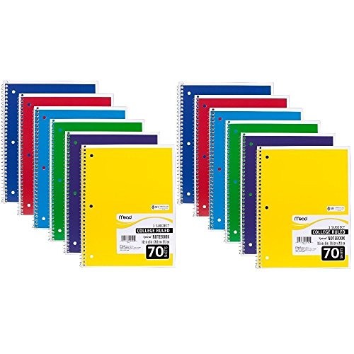 Mead Spiral Notebook, College Ruled, 1 Subject, 12-Pack