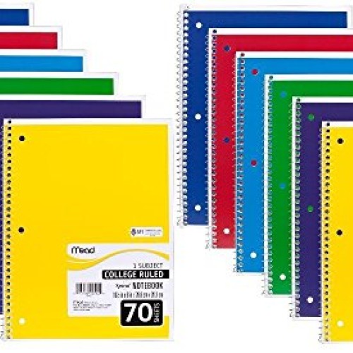 Mead Spiral Notebook, College Ruled, 1 Subject, 70 Sheets, 7.5 x ...