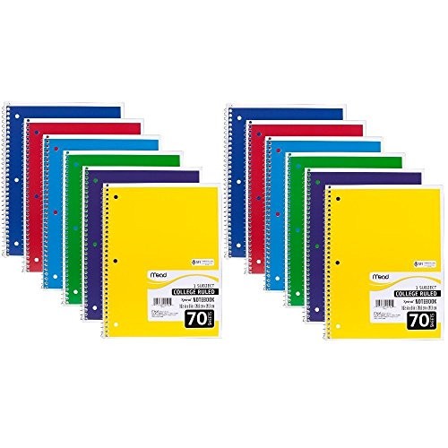 Mead Spiral Notebook, College Ruled, 1 Subject, 70 Sheets, 7.5 x ...