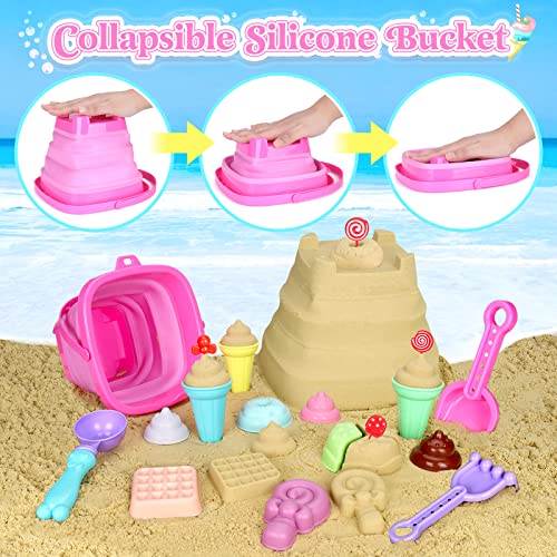 Collapsible Beach Toys Set for Kids Toddlers Girls, Collapsible Sa...