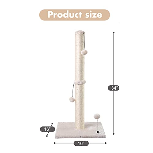 MECOOL 34” Tall Cat Scratching Post Premium Basics Kitten Scratche...
