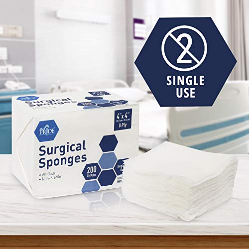 Medpride Surgical Sponges 200 Pack –Gauze Pads Non sterile -First ...