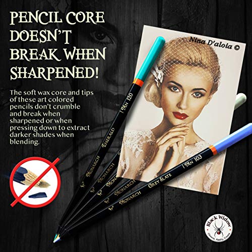 Black Widow Monarch Colored Pencils For Adults - 48 Coloring Penci...