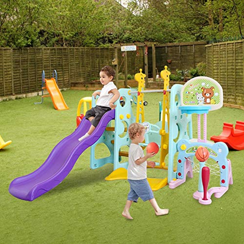 Lomelomme 6 in 1 Toddler Slide and Swing Set,Kids Climber Playgrou...