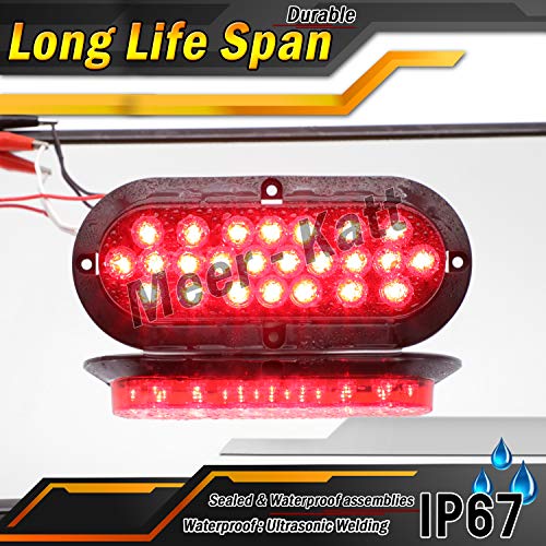 Meerkatt Pack of 6 6 Inch Oval Smoked Lens 4 Red + 2 White LED T...