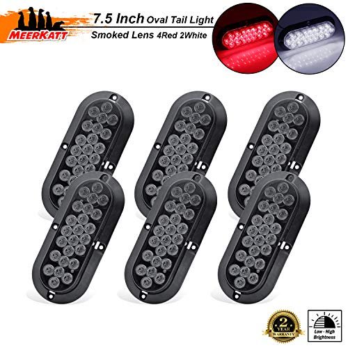 Meerkatt Pack of 6 6 Inch Oval Smoked Lens 4 Red + 2 White LED T...