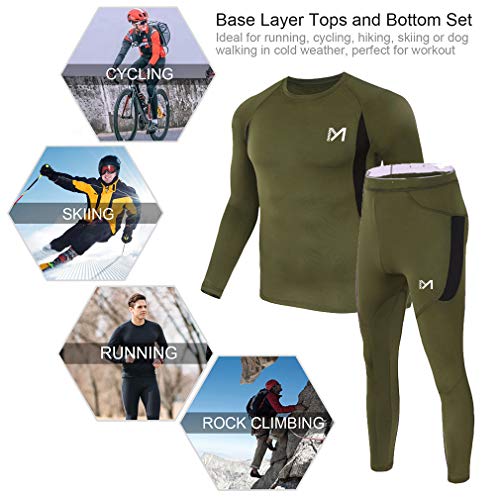 Men’s Thermal Underwear Set, Sport Long Johns Base Layer for Male,...