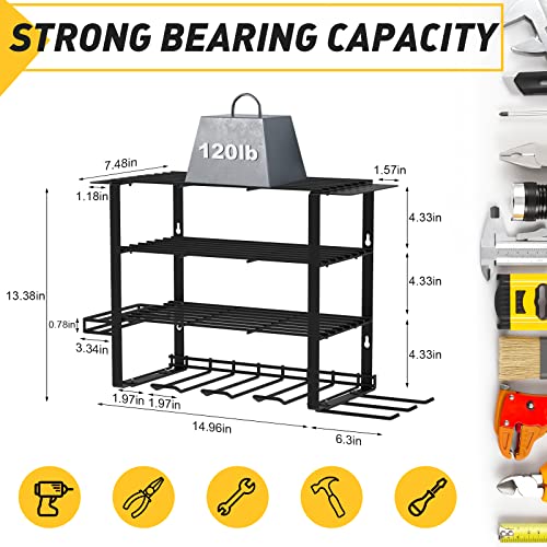 Mefirt Power Tool Organizer, Drill Holder Wall Mount, 4 Layer Heav...