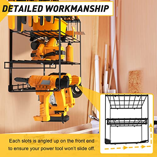 Mefirt Power Tool Organizer, Drill Holder Wall Mount, 4 Layer Heav...
