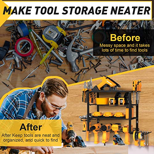 Mefirt Power Tool Organizer, Drill Holder Wall Mount, 4 Layer Heav...