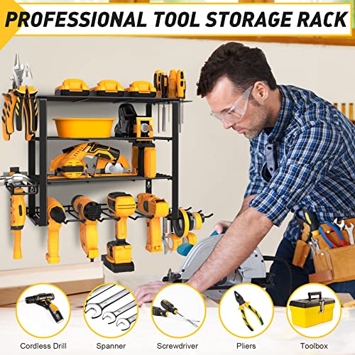 Mefirt Power Tool Organizer, Drill Holder Wall Mount, 4 Layer Heav...