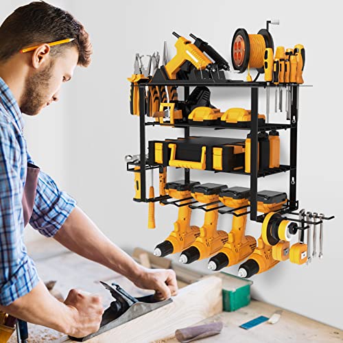 Mefirt Power Tool Organizer, Drill Holder Wall Mount, 4 Layer Heav...