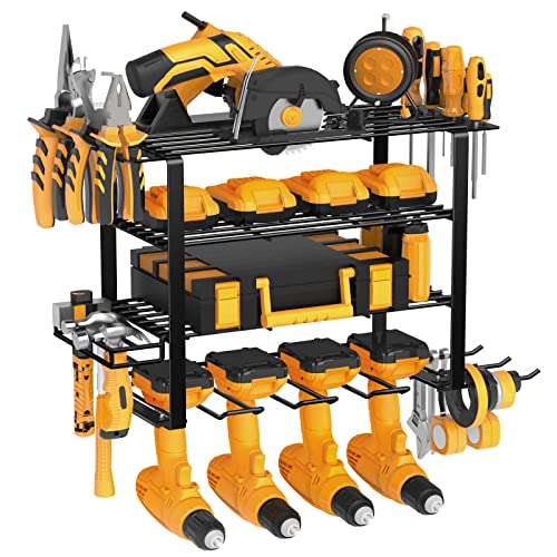 Mefirt Power Tool Organizer, Drill Holder Wall Mount, 4 Layer Heav...