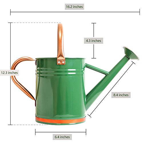 Megawodar Galvanized Steel Watering Can with Copper Accents 1 Gallon