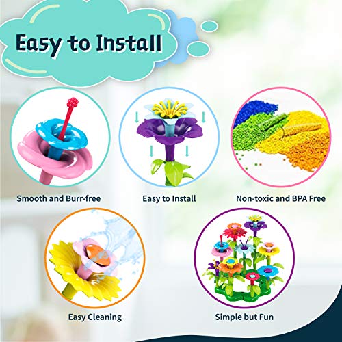 MEICENT 157PCS Flower Garden Building Toys Fun Stacking Toys for T...