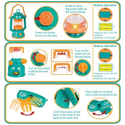 MEICENT Kids Camping Play Tent, Camping Gear Set for Indoor Outdoo...