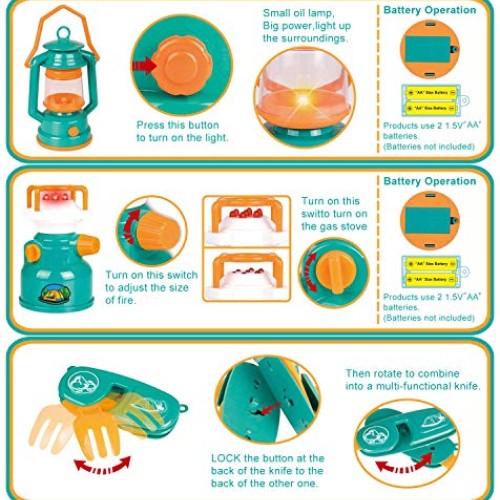 MEICENT Kids Camping Play Tent, Camping Gear Set for Indoor Outdoo...