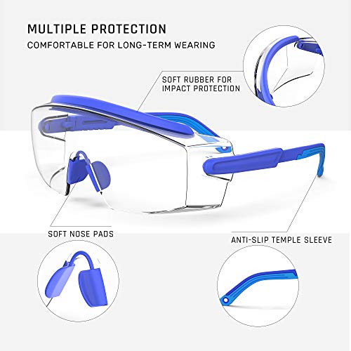 MEIGIX Anti Fog Safety Glasses Safety Goggles Over Glasses Protect...