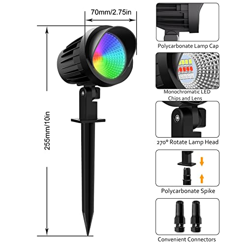 MEIKEE 15W RGB Landscape Lights, DC/AC 12V 24V Low Voltage Landsca...