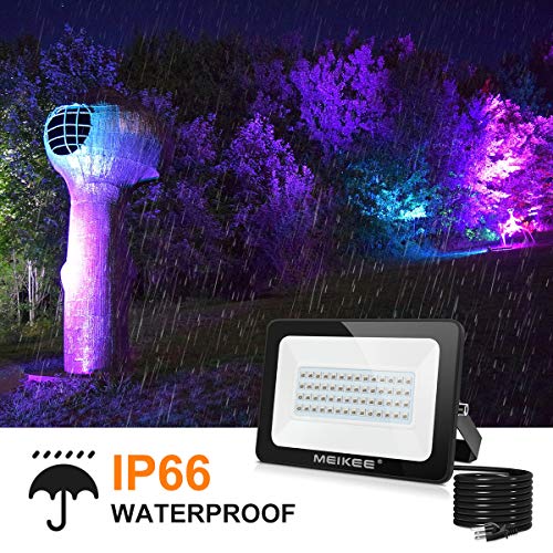 MEIKEE 2 Pack 60W Color LED Flood Lights, RGB LED Flood Light, Out...