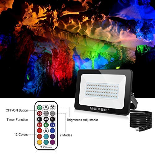 MEIKEE 2 Pack 60W Color LED Flood Lights, RGB LED Flood Light, Out...