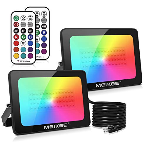 MEIKEE 2 Pack 60W Color LED Flood Lights, RGB LED Flood Light, Out...