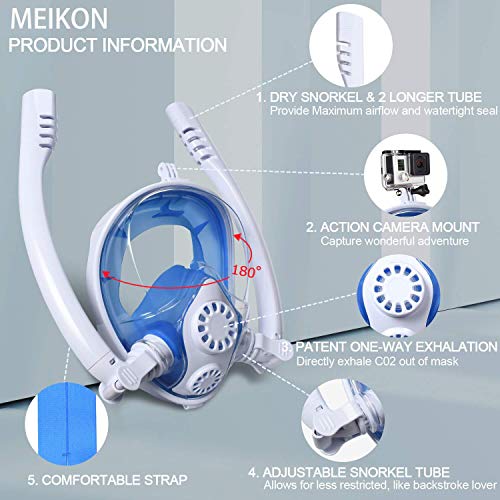 MEIKON Snorkel Mask Full Face Anti - Fogging Scuba Diving Mask wit...