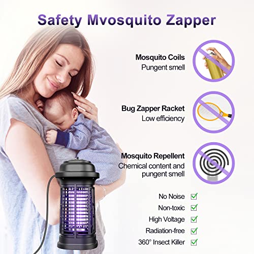Mosquito Zapper, Meilen Bug Zapper Outdoor, Electric 4000V Fly Zap...