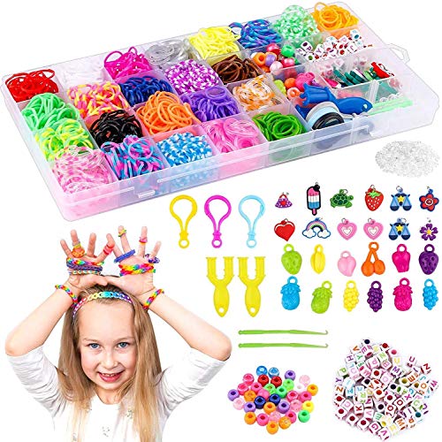 Melayous 2000+ Loom Rubber Bands Kit, Rainbow Rubber Bands Bracele...