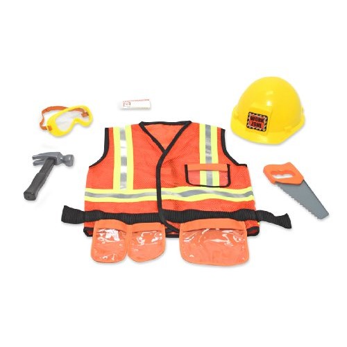 Melissa & Doug Construction Worker Role Play Costume Dress-Up Set ...