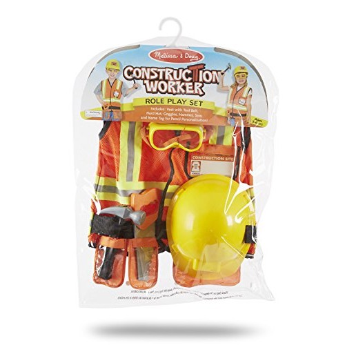 Melissa & Doug Construction Worker Role Play Costume Dress-Up Set ...