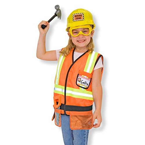 Melissa & Doug Construction Worker Role Play Costume Dress-Up Set ...