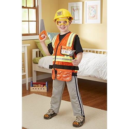 Melissa & Doug Construction Worker Role Play Costume Dress-Up Set ...