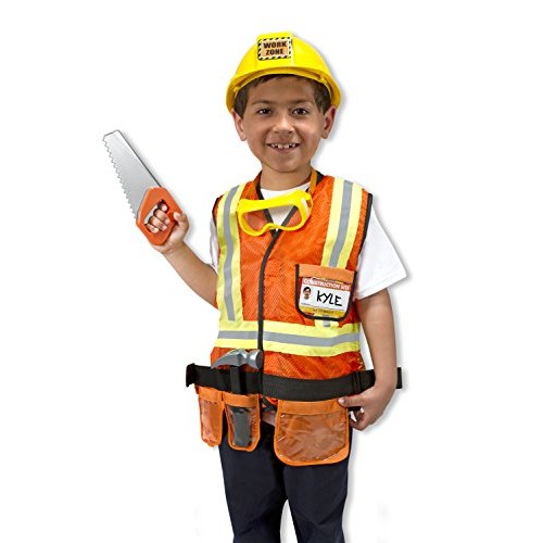 Melissa & Doug Construction Worker Role Play Costume Dress-Up Set ...