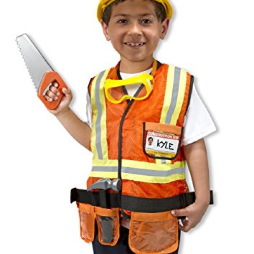 Melissa & Doug Construction Worker Role Play Costume Dress-Up Set ...