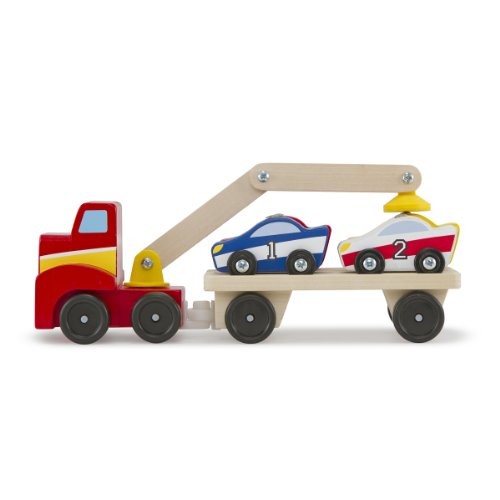 Melissa & Doug Magnetic Car Loader Wooden Toy Set With 4 Cars and ...
