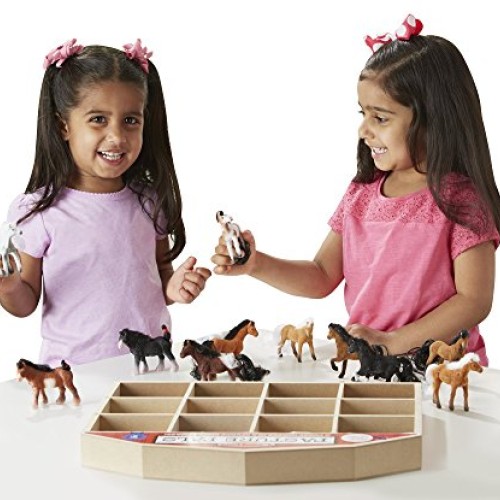 Melissa & Doug Pasture Pals - 12 Collectible Horses With Wooden Ba...