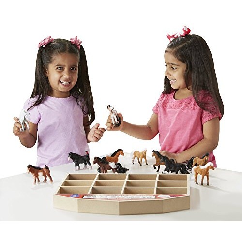 Melissa & Doug Pasture Pals - 12 Collectible Horses With Wooden Ba...