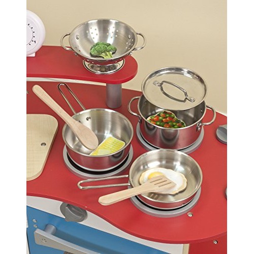 Melissa & Doug Stainless Steel Pots and Pans Pretend Play Kitchen ...