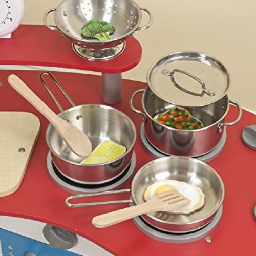 Melissa & Doug Stainless Steel Pots and Pans Pretend Play Kitchen ...