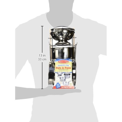 Melissa & Doug Stainless Steel Pots and Pans Pretend Play Kitchen ...