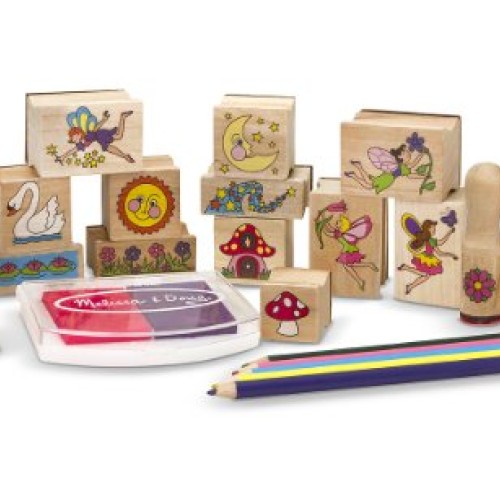Melissa & Doug Stamp-a-Scene Stamp Pad: Fairy Garden - 20 Wooden S...