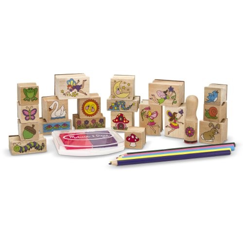 Melissa & Doug Stamp-a-Scene Stamp Pad: Fairy Garden - 20 Wooden S...