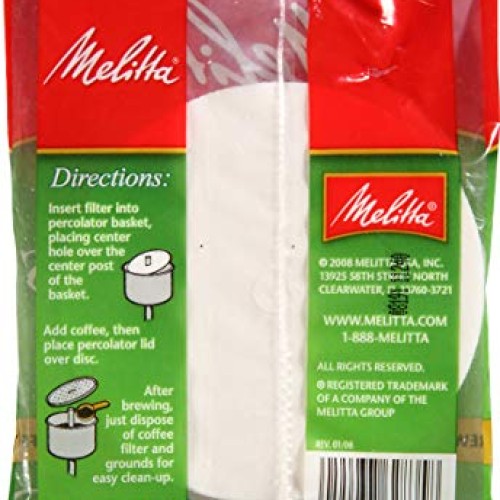 Melitta 3.5 Percolator Disc Coffee Filters, White, 100 Count