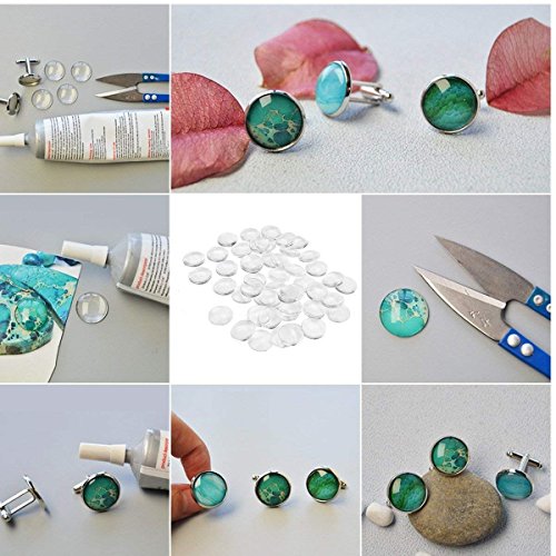 MeliUp 30PCS Clear Glass Cabochons 1 Inch Dome Tile Clear Glass Pe...