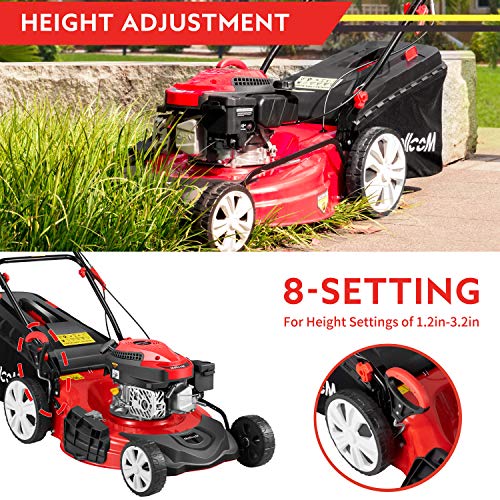 MELLCOM 21 Inch Gas Lawn Mower 4-Cycle Trimming Mower 4-in-1 Rear ...