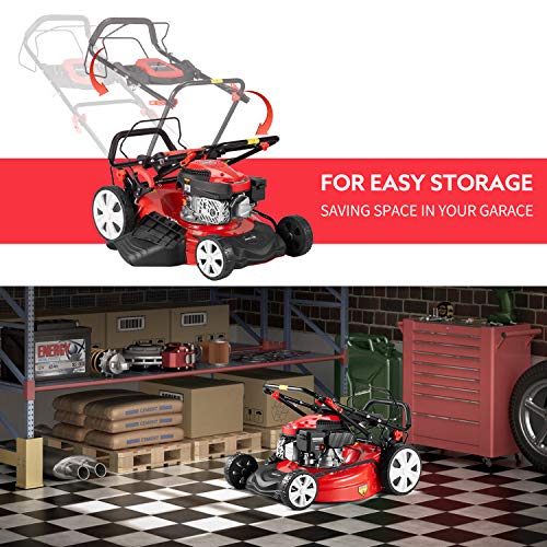 MELLCOM 21 Inch Gas Lawn Mower 4-Cycle Trimming Mower 4-in-1 Rear ...