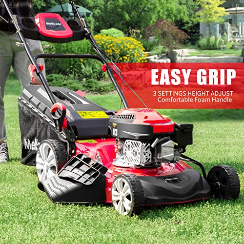 MELLCOM 21 Inch Gas Lawn Mower 4-Cycle Trimming Mower 4-in-1 Rear ...